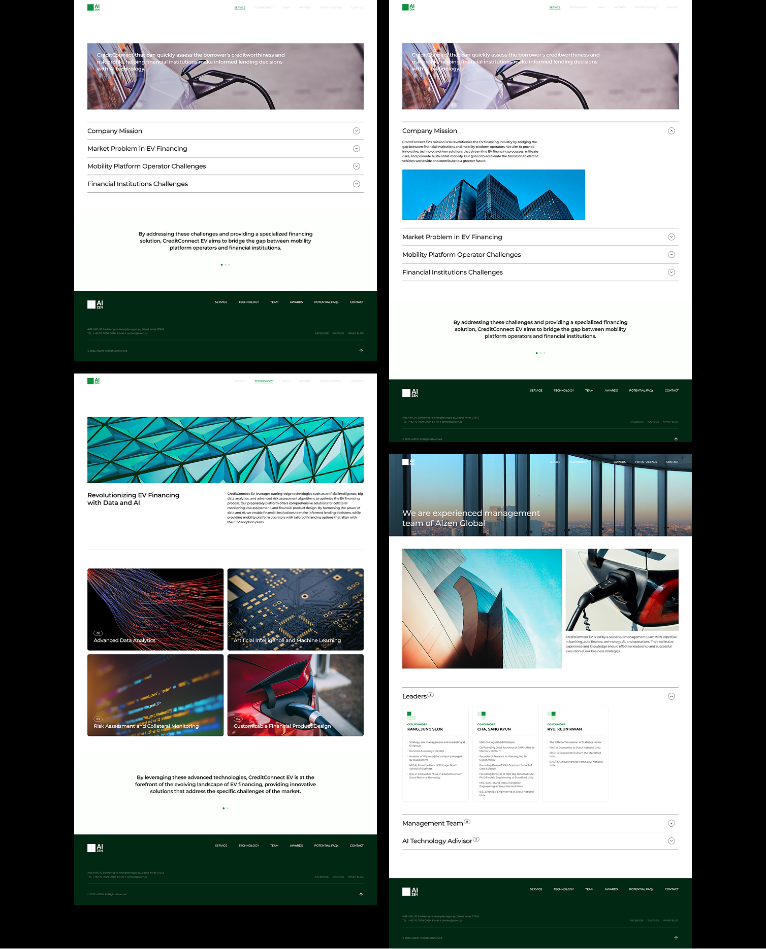 CreditConnect EV 플랫폼 설명 UI. 금융기관과 모빌리티 데이터를 연결하는 서비스 구조 시각화